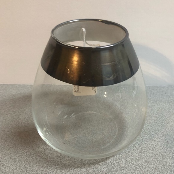Vintage Silver Trimmed Rose Bowl Glass Vase